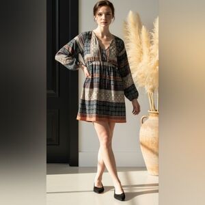 Abercrombie & Fitch SZ XS Boho Long Balloon Sleeve V-Neck Empire Waist Dress